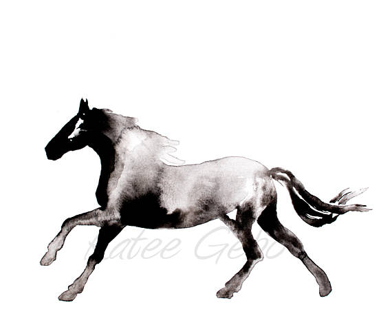 570x456 Horse Painting Wall Art Printable Horse Silhouette Digital