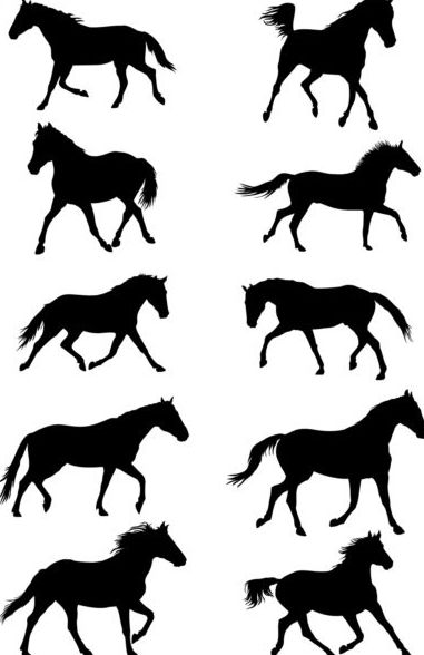 381x588 Vector Horse Silhouette Set 01