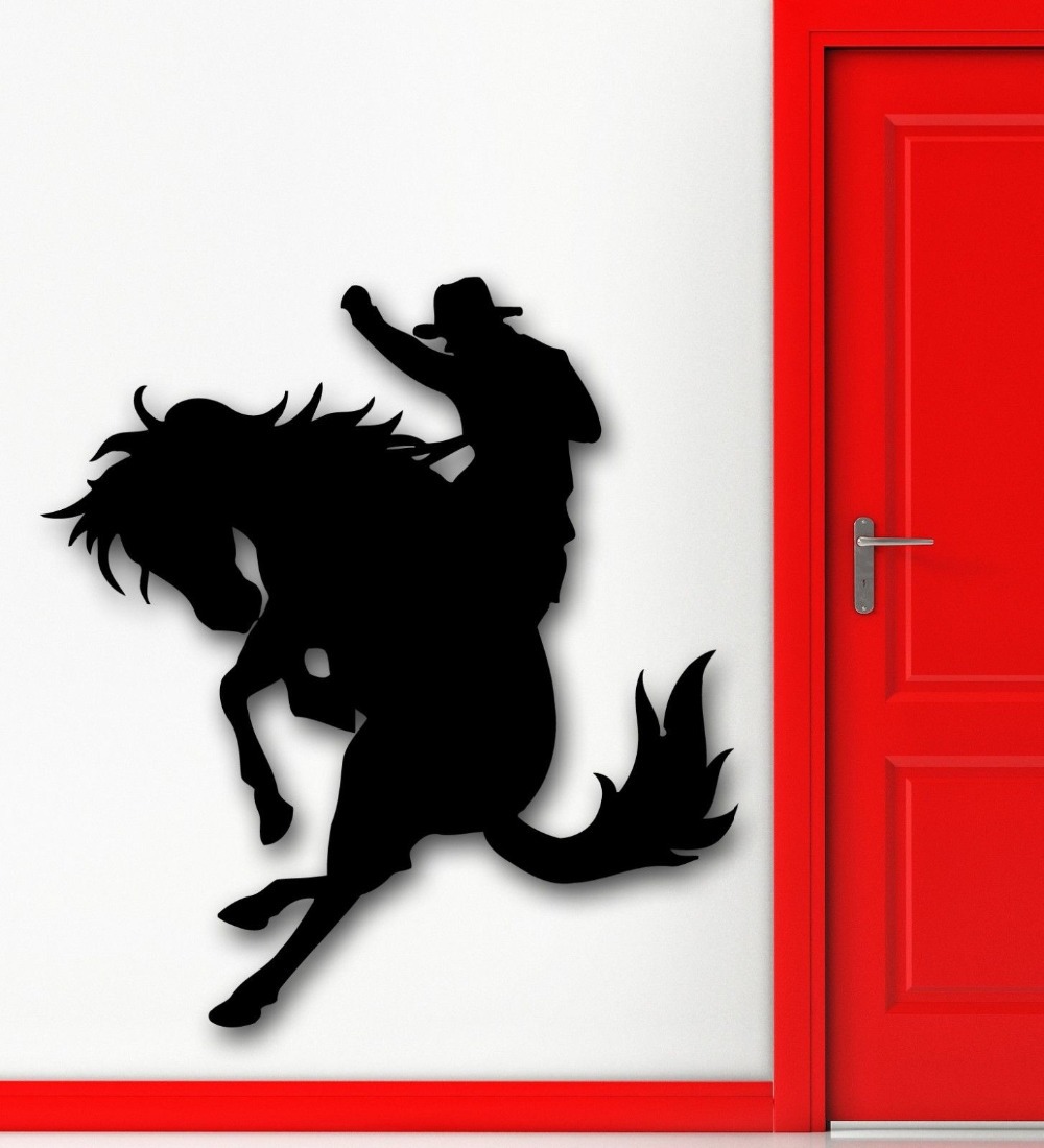 1000x1100 Wall Stickers Vinyl Decal Texas Cowboy Rodeo Horse Racing