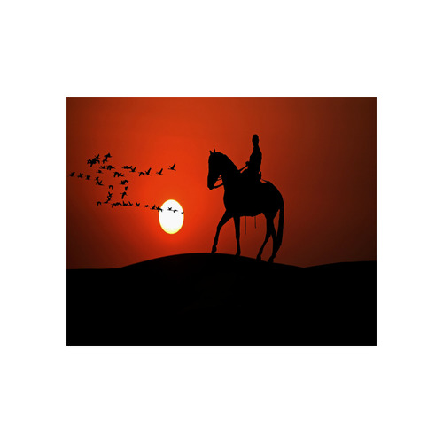 500x500 Sunset Silhouette Horse Ride Poster 20x16 Id D1819574