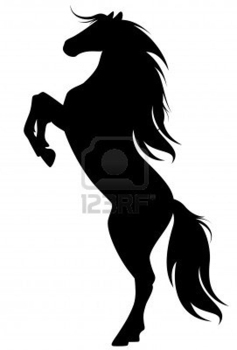 813x1200 Rearing Up Wild Horse Fine Vector Silhouette Stock Photo
