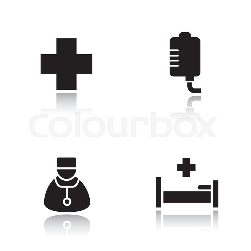 800x800 Hospital Drop Shadow Icons Set. Medical Center Cross Symbol