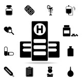 160x160 Hospital Building Front Silhouette Icon. Elements Of Doctor Multi