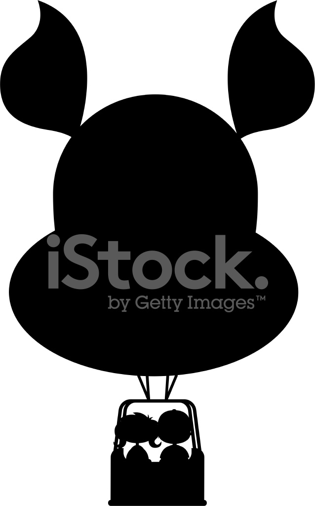 638x1024 Kids In Hot Air Balloon Silhouette Stock Vector