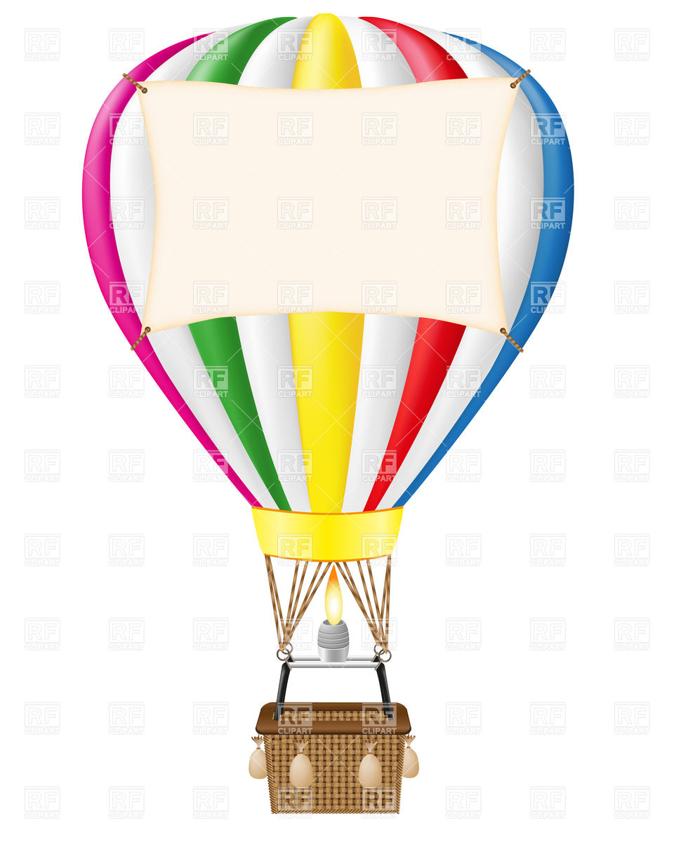 960x1200 Hot Air Balloon With Blank Banner Royalty Free Vector Clip Art