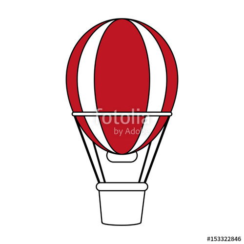 500x500 Color Silhouette Image Red Striped Hot Air Balloon With Basket