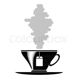 320x320 Silhouette Of Coffee Cup With Steam On White Stock Vector