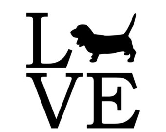 340x270 Basset Hound Dog Outdoor Vinyl Silhouette K9 Breed Adhesive