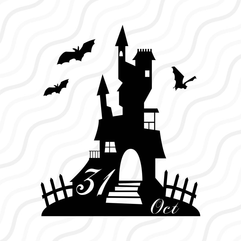 800x800 Haunted House Silhouette Clip Art