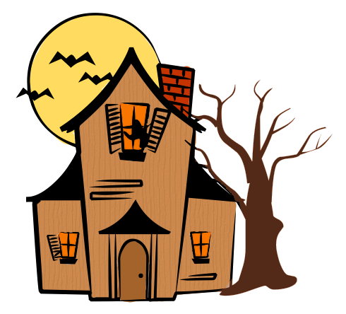 490x444 Haunted House Silhouettes Clipart