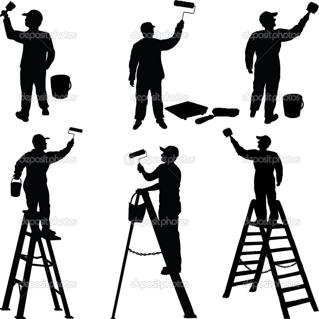 1024x1024 House Painter Silouette Clipart