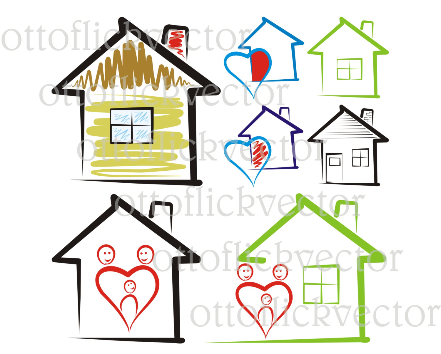 1500x1205 Sweet Home Vector Clipart, House Silhouettes Icon Eps, Ai, Cdr