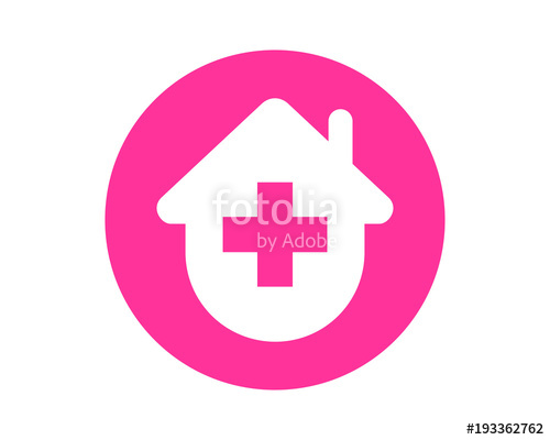 500x400 Magenta Health Care House Silhouette Image Vector Icon Logo Stock
