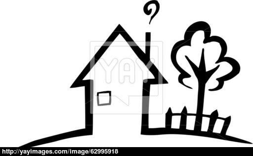 512x316 Black And White Silhouette Of A Small House Vector