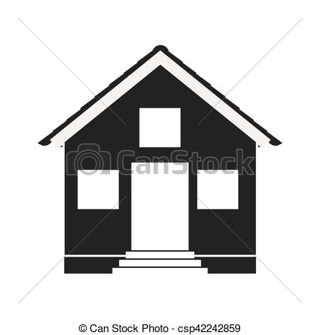 450x470 Silhouette With Monochrome House One Floor Vector Clipart