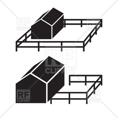 400x400 Simple Icon Of House Silhouette With Fence Royalty Free Vector