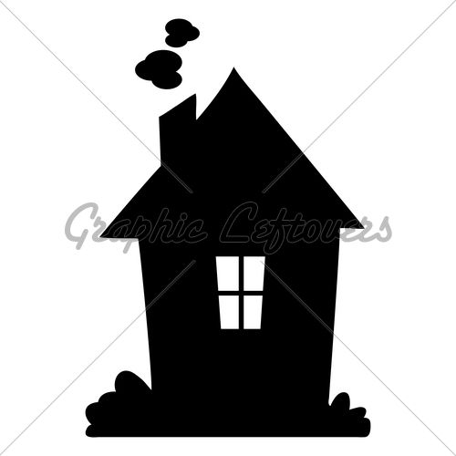 500x500 Cartoon Vector Illustration Of A House Silhouette Solo