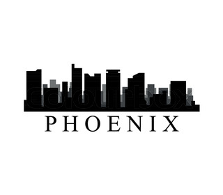 320x280 Phoenix City Skyline Silhouette Background. Vector Illustration