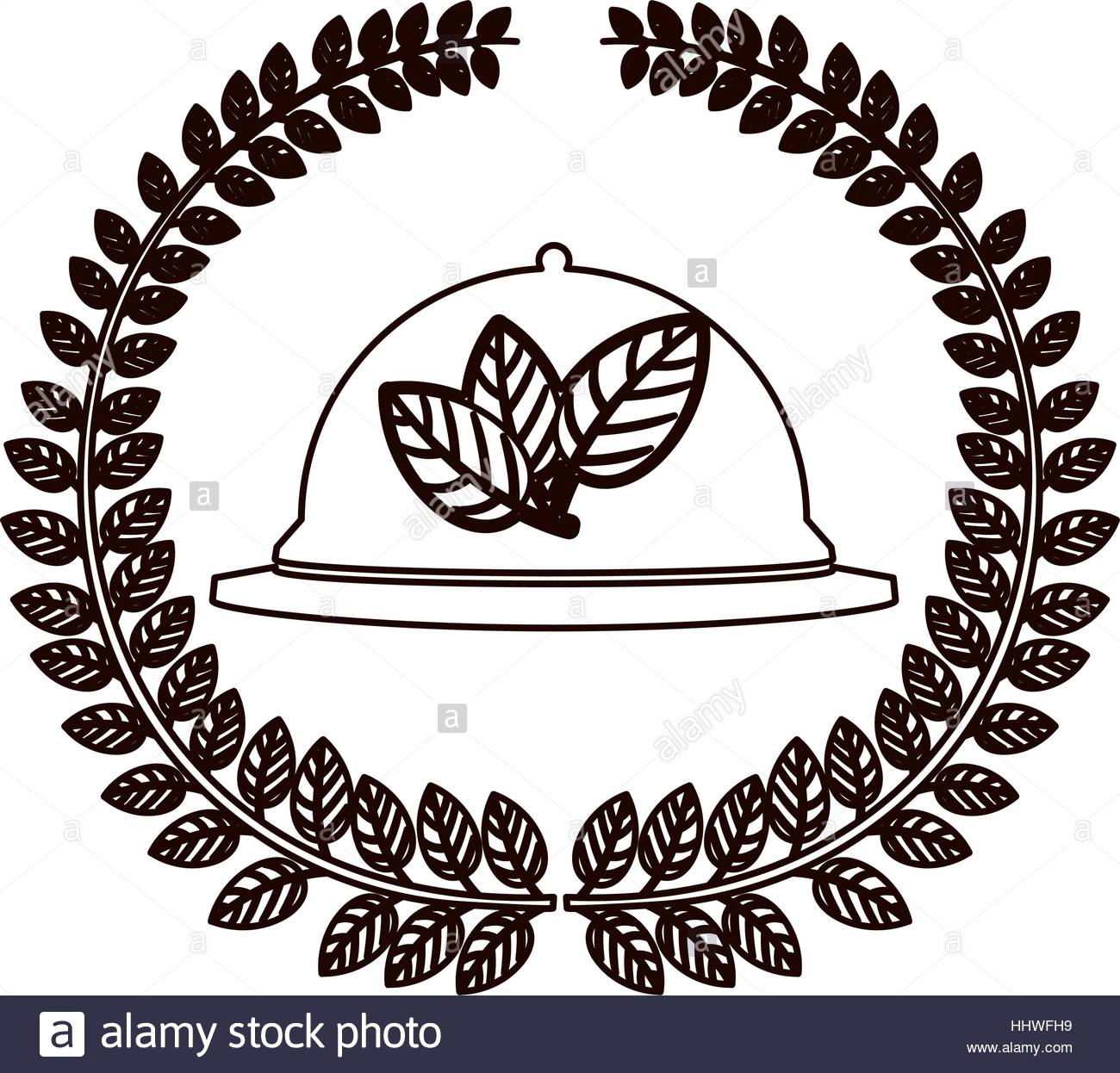 1300x1246 Silhouette Arch Of Leaves With Tableware Cover Vector Illustration