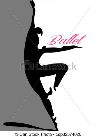 333x470 Ballet Dancer Silhouette 4 Pink Lettering Vector Illustration