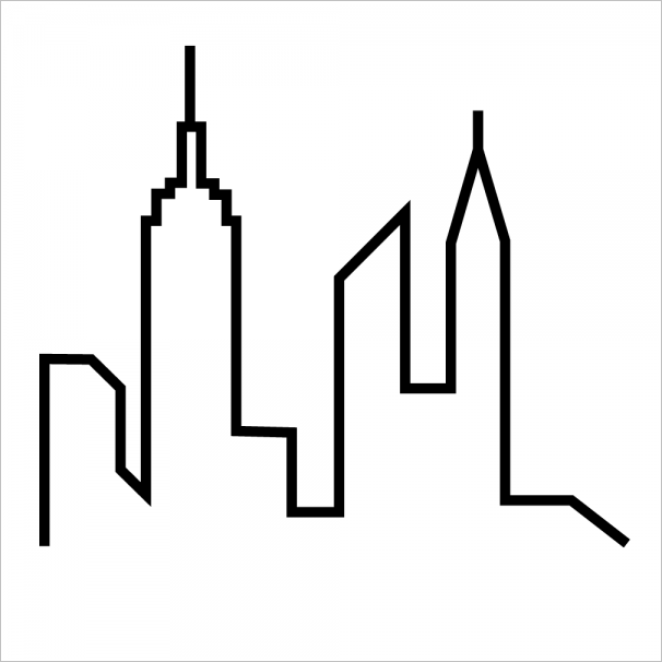 606x606 City Skyline Drawing Simple