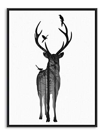 346x450 Nordic Vintage Deer Head Silhouette Posters Black White Animals