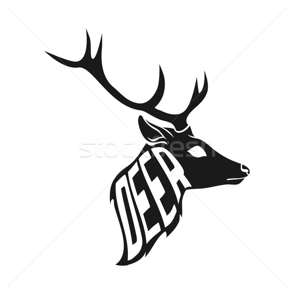 600x600 Concept Silhouette Of Deer Head With Text Inside On White