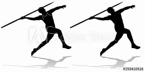 500x250 Silhouette Of Figure Javelin Thrower , Vector Draw