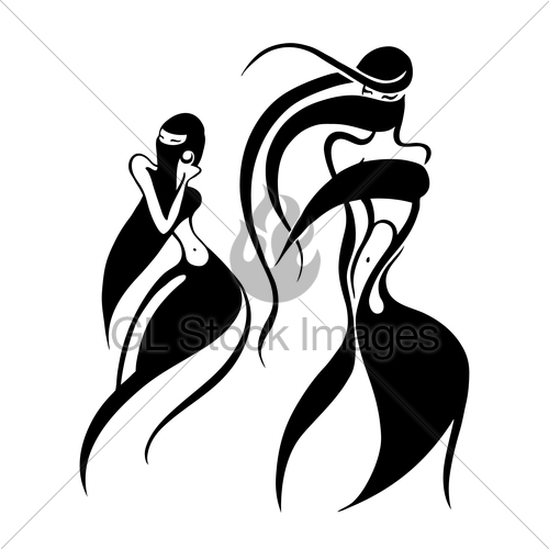 500x500 Eastern Woman Silhouette. Hand Drawn Vector Illustration Gl