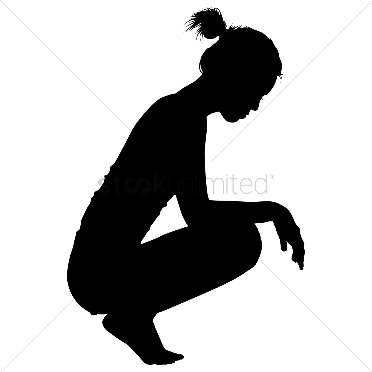 1300x1300 Silhouette Of A Girl Squatting Vector Image