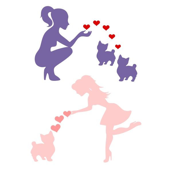 600x600 Lady Love Kitten Cuttable Design Cut File. Vector, Clipart
