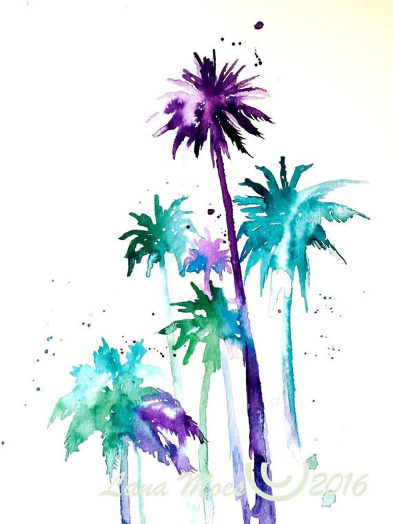 570x760 Palm Tree Watercolor Painting