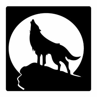 338x338 Howling Wolf Silhouette And Full Moon Vinilos De Corte