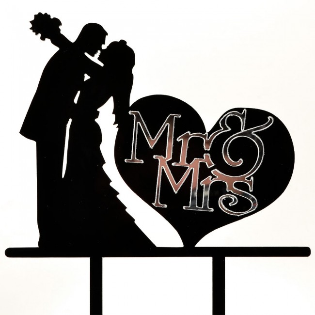 650x650 Hugging Mr Amp Mrs Love Heart Black Acrylic Wedding Day Cake Topper