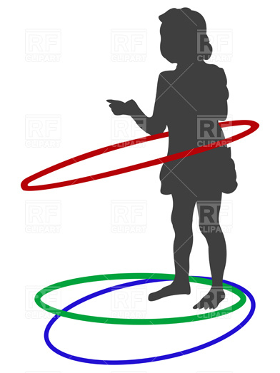 392x523 Silhouette Of Girl Playing With Hoops Royalty Free Vector Clip Art