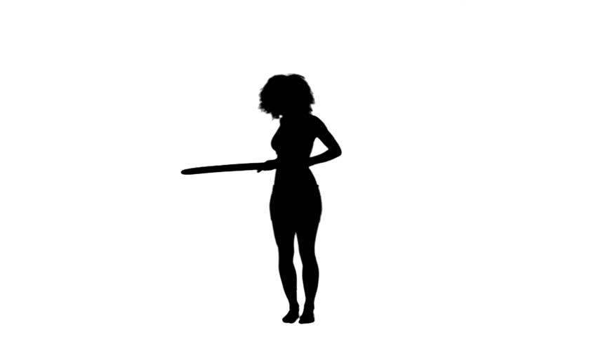 852x480 A Silhouette Woman Is Using A Hula Hoop Against A White Background