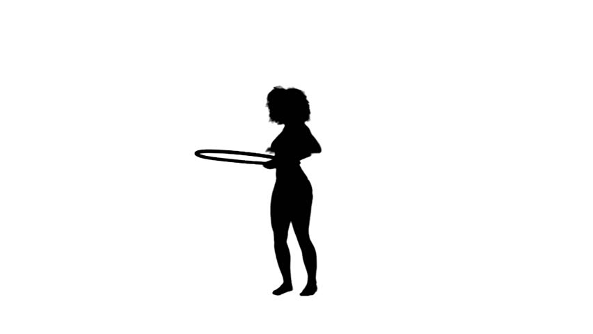 852x480 A Silhouette Of A Woman Using A Hula Hoop Against A White