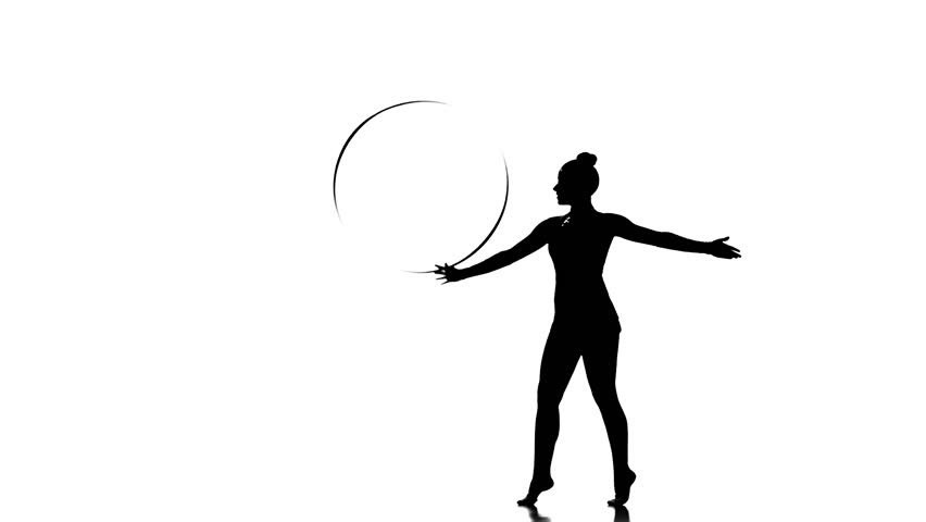 852x480 Young Gymnast Doing Tricks With The Hoop , Black And White Picture