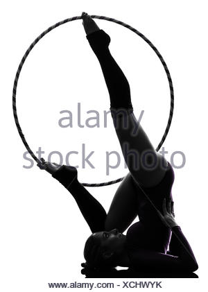 300x421 One Caucasian Woman Exercising Rhythmic Gymnastics Hula Hoop
