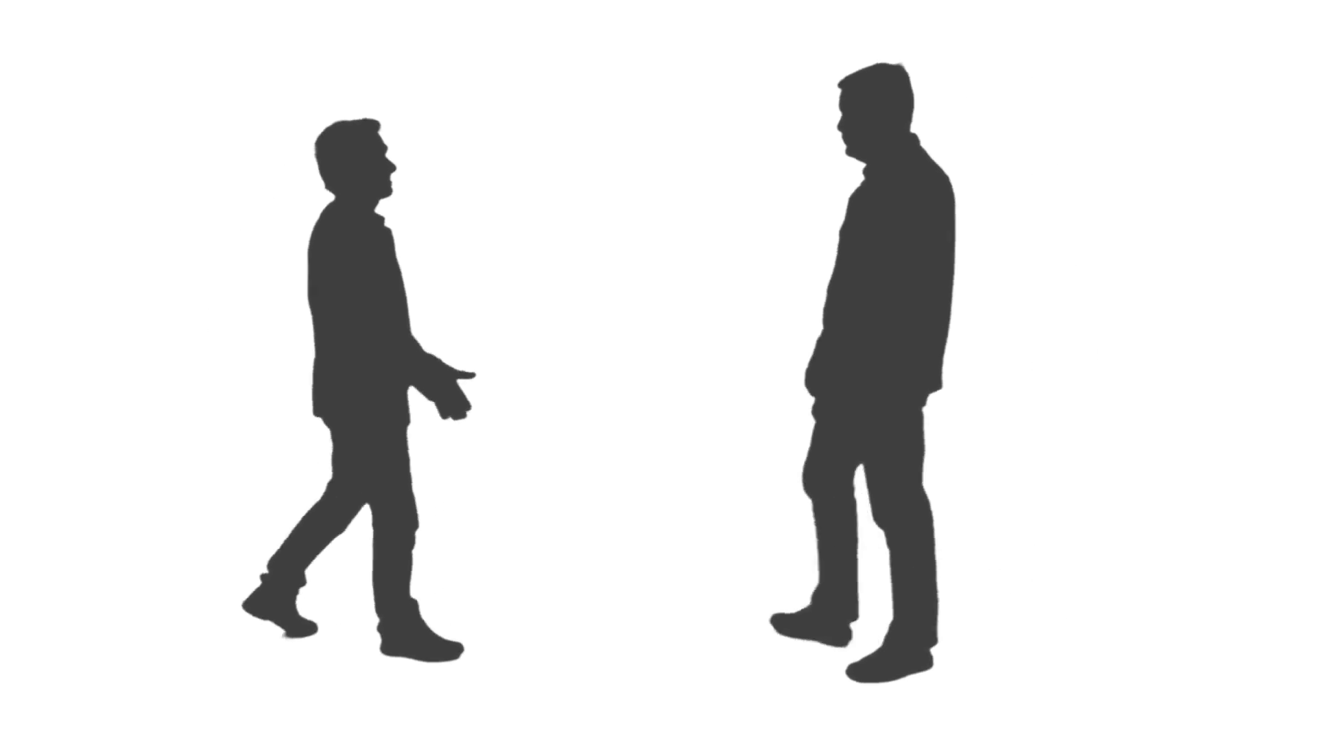 1920x1080 Silhouette Of Two Men Meeting And Handshake. Full Hd Footage