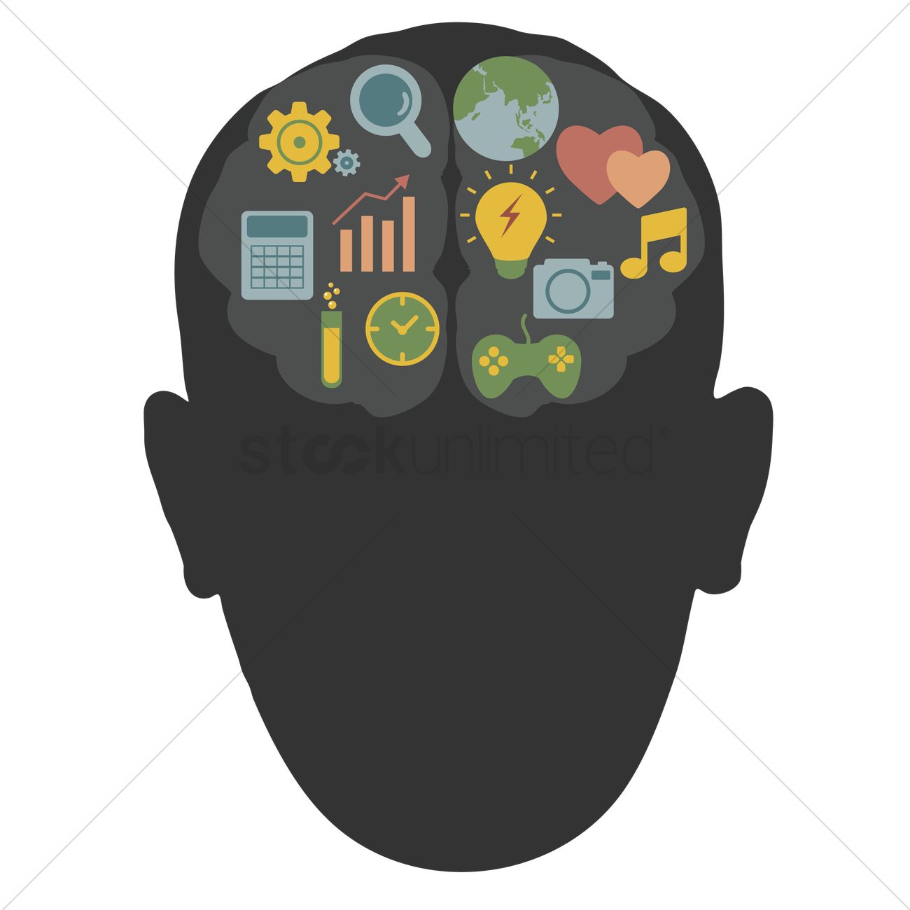 1300x1300 Human Head Silhouette With Brain Art Vector Image