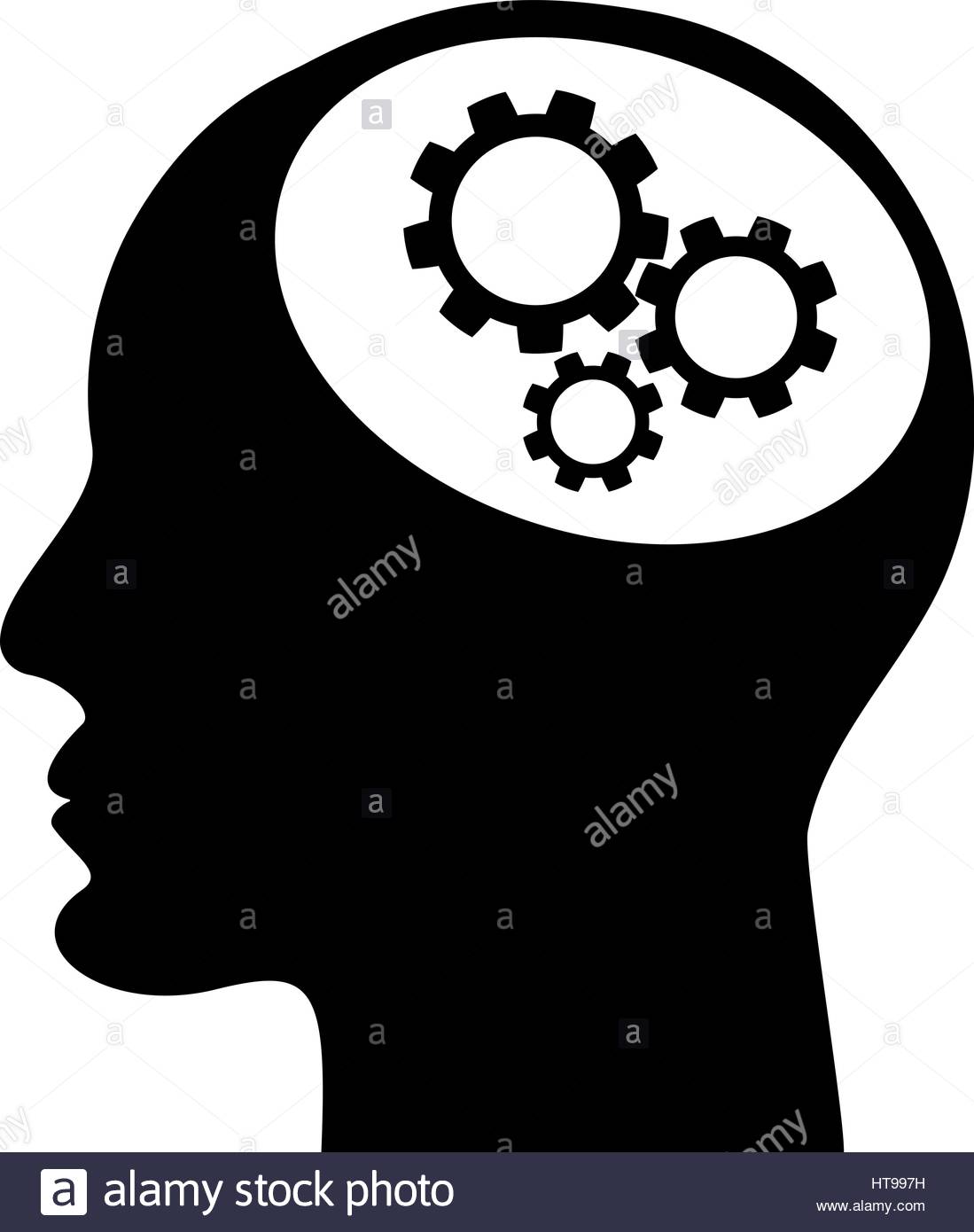 1099x1390 Human Head Silhouette With Set Of Gears As A Brain
