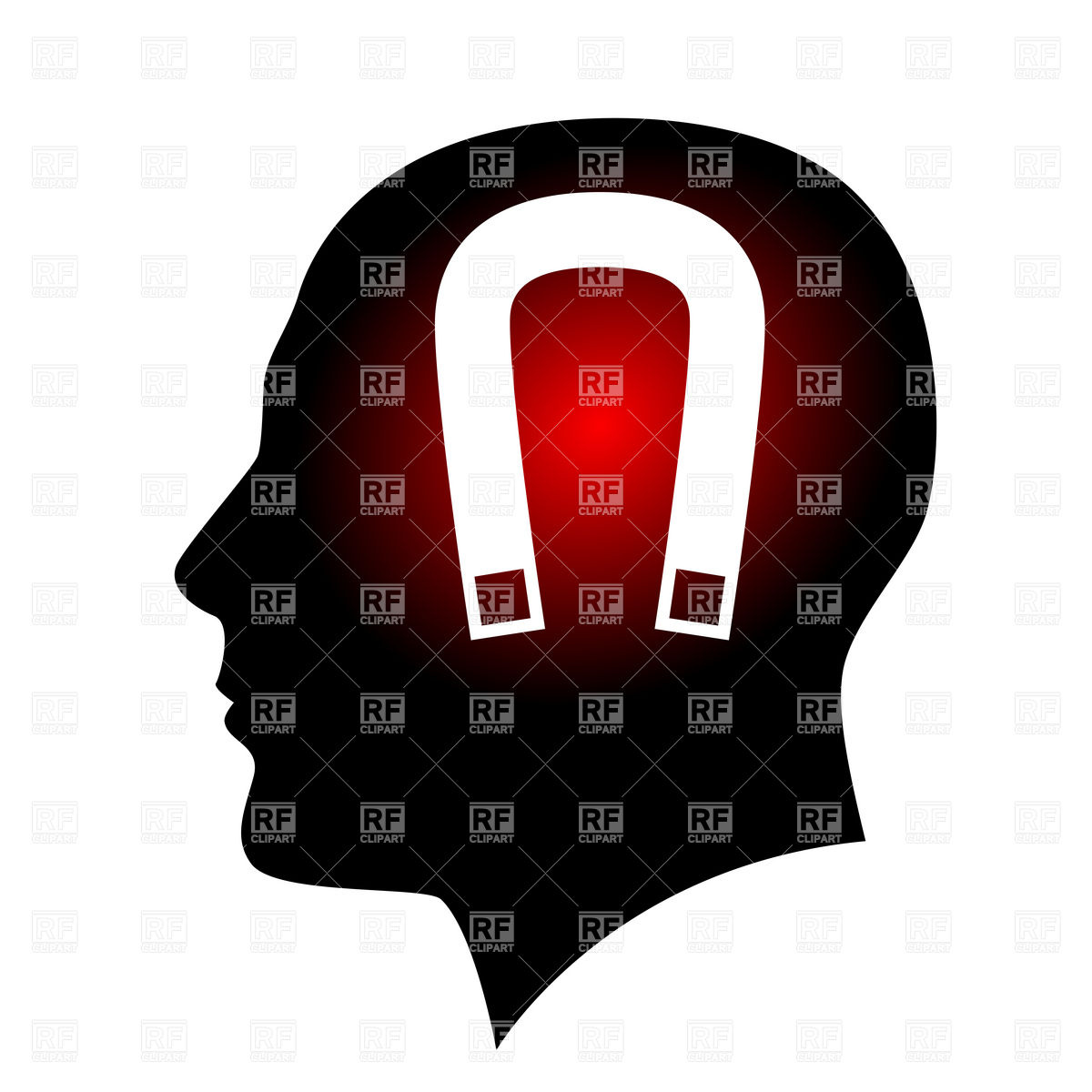 1200x1200 Human Head Silhouette With Horseshoe Magnet Inside Royalty Free