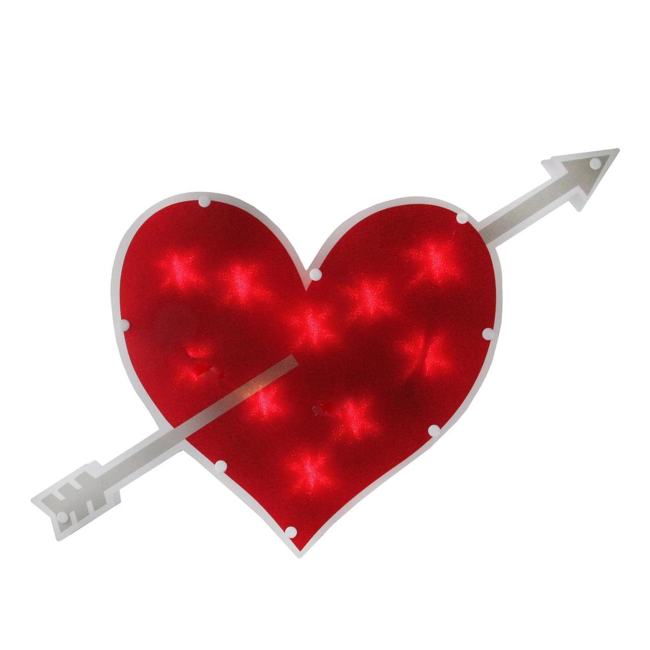 1280x1280 18 Lighted Red Heart With Arrow Valentine's Day Window Silhouette