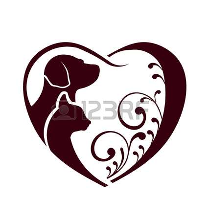 427x450 Cat Dog Love Heart Pet Logo Silhouette, Tattoo