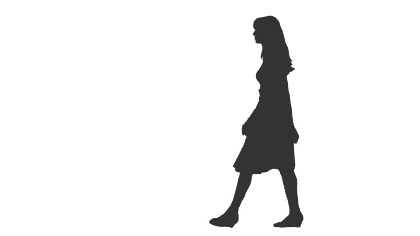 852x480 Silhouette Of Young Woman Walking. Side View. Full Hd Footage