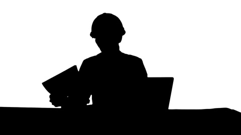 480x270 Silhouette Smiling Female Engineer Talking To The Camera Sitting