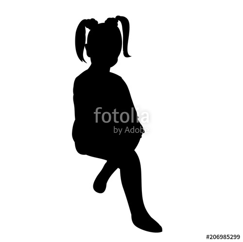 500x499 Vector, Isolated, On White Background, Silhouette Little Girl
