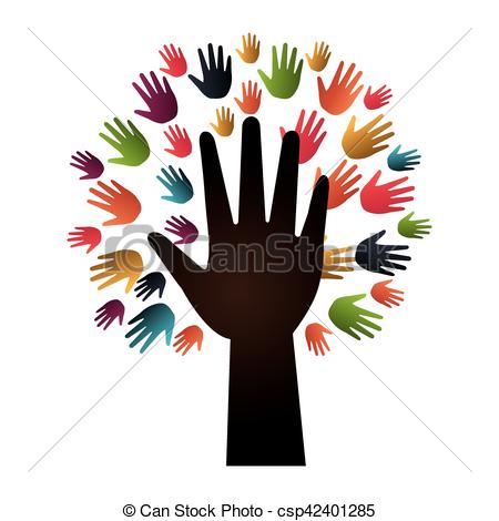 450x470 Hand Human Silhouette Colors Community Icon Vector Vector