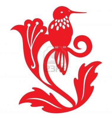 380x400 Decorative Humming Bird Illustrated With Paper Cut Style. Stock